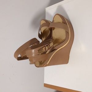 BCBGMAXAZRIA Leather Wedge Sandals